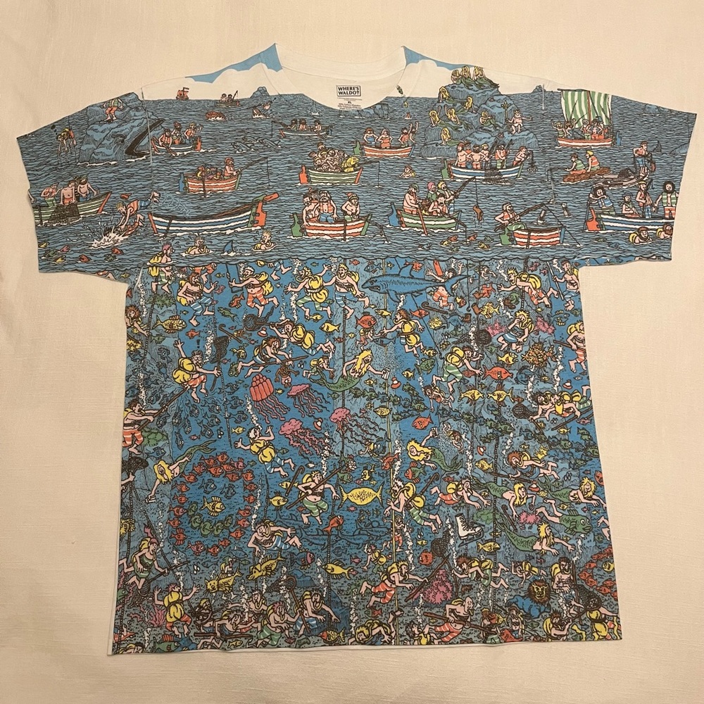 Rare Men’s XL Where’s Waldo? Full Graphic frontal tshirt